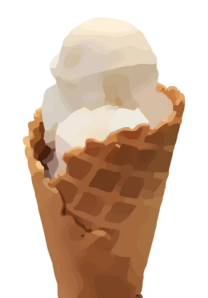 Helado de vainilla ilustración aislada sobre fondo blanco — Vector de stock