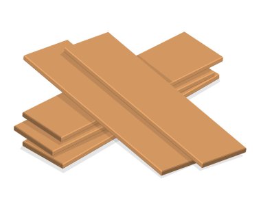 Beyaz arka plan üzerinde ahşap plakalar izole illüstrasyon