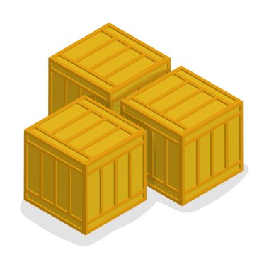 beyaz zemin üzerine tahta kutu izole illüstrasyon