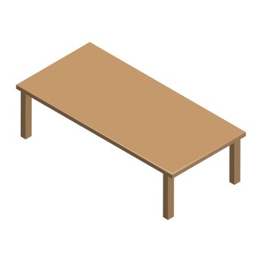 Tahta masa beyaz arkaplanda izole edilmiş resimleme