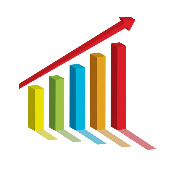 Бизнес-график с увеличением стрелки. значок растущего графа
