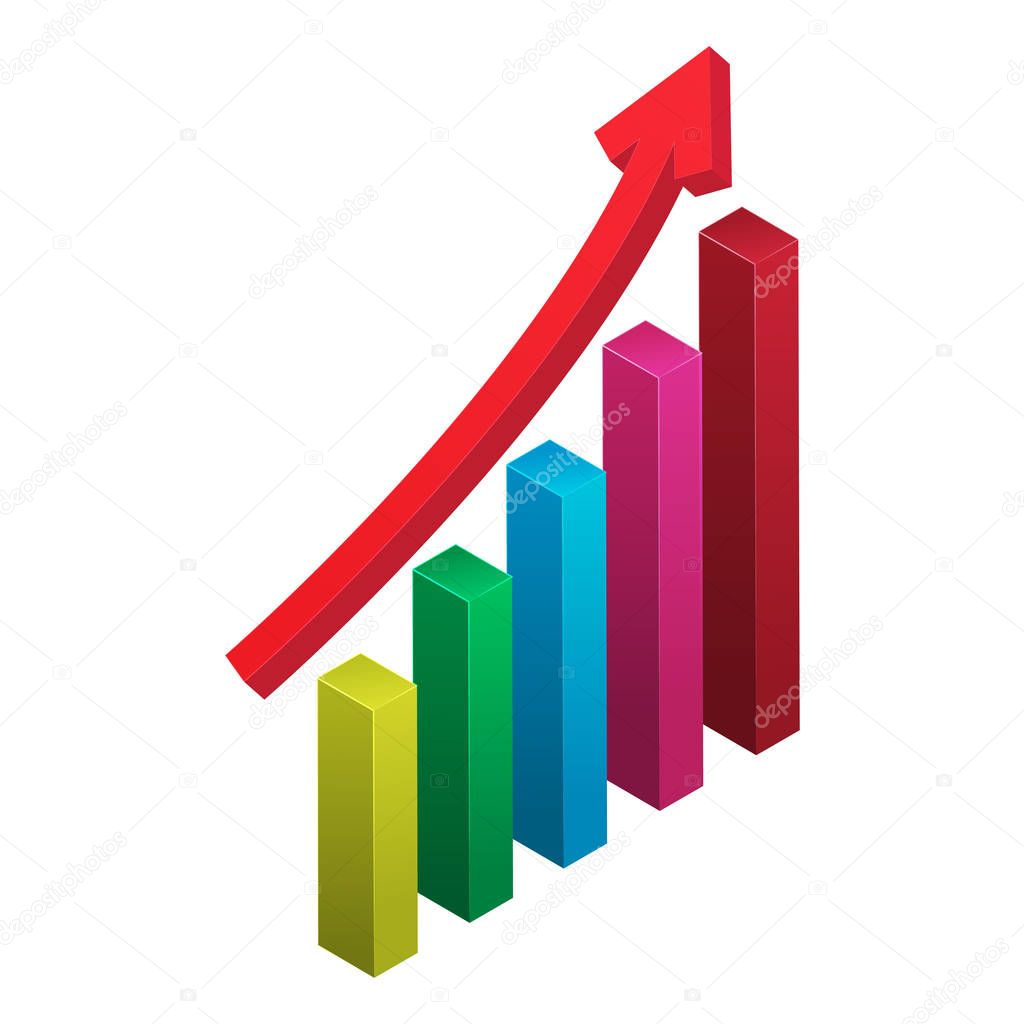 Business graph with increasing arrow. growing graph icon