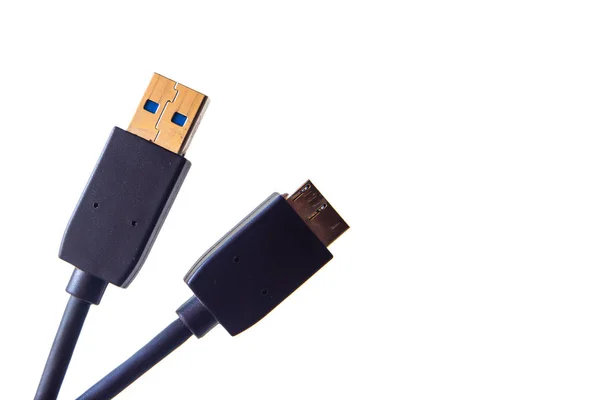 Cabo usb em um fundo branco — Fotografia de Stock