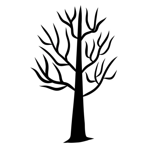 Silueta de árbol ilustración aislada sobre fondo blanco — Vector de stock