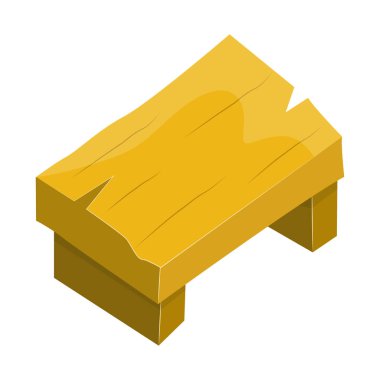 Tahta masa beyaz arkaplanda izole edilmiş resimleme