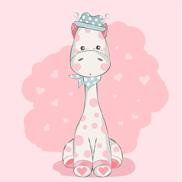 Cute Baby Giraffe Cartoon Shirt Print Product Flyer Patch Fabric — стоковый вектор