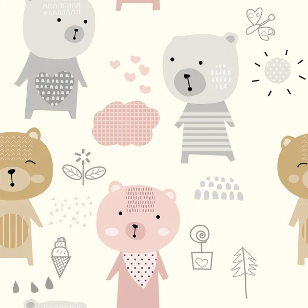 Ours Sans Couture Patterns Pattern Échantillons Inclus Pour Utilisateur Illustrateur — Image vectorielle