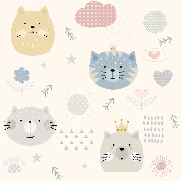 Cat Bezešvé Patterns Pattern Vzorník Součástí Pro Uživatele Aplikace Illustrator — Stockový vektor