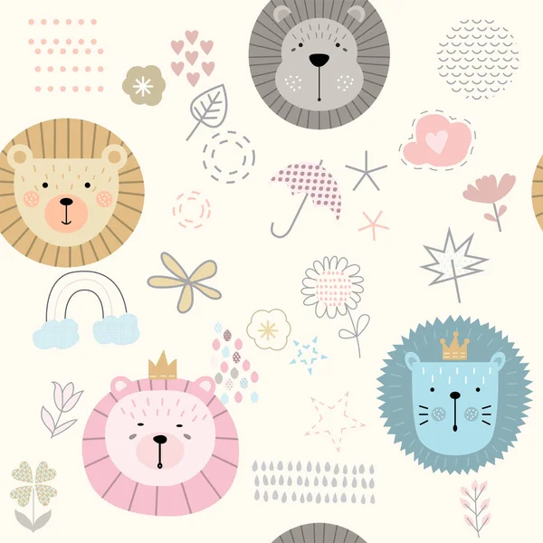 Lion Sans Couture Patterns Pattern Échantillons Inclus Pour Utilisateur Illustrateur — Image vectorielle