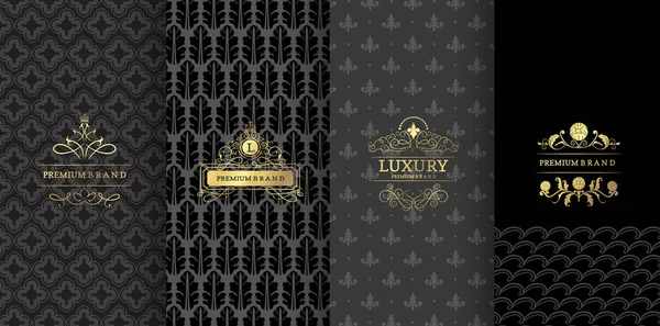 Kolekce Prvků Návrhu Štítky Ikony Rámy Balení Design Luxusních Výrobků — Stockový vektor