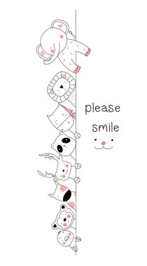 Şirin bebek hayvan karikatür el çizili stil