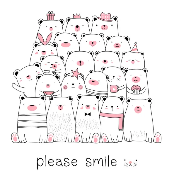 Şirin bebek ayı çizgi ile çizilmiş tarzı el