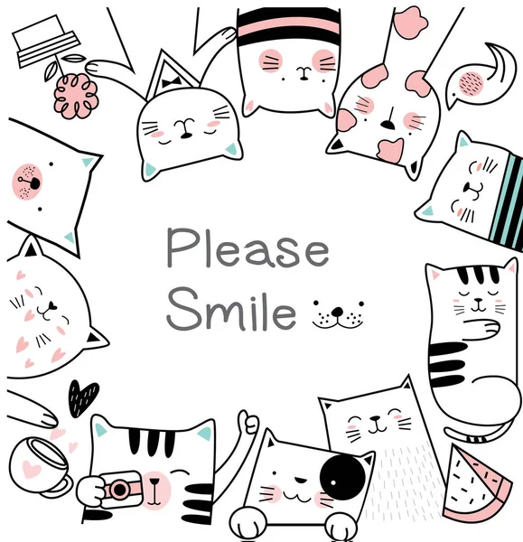 Cute baby cat cartoon hand drawn style for printing,card, t shirt, banner — Stock Illustration Cute Baby Cat Cartoon Hand Drawn Style Printing Card Shirt Royalty Free Stock Illustrations