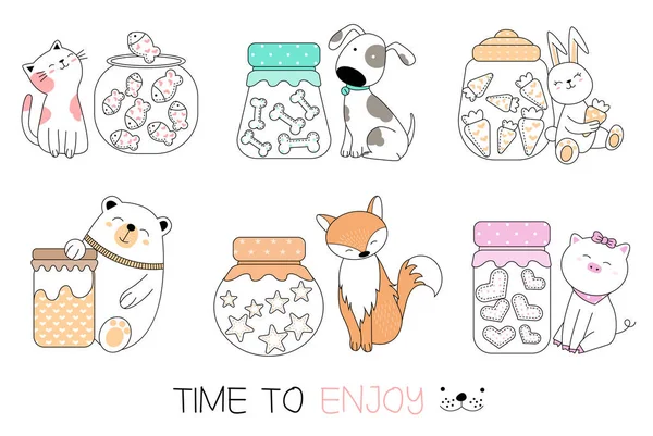 Cute baby animal with candy cartoon hand drawn style,for printing,card, t shirt,banner,product.vector illustration — Stock Illustration Cute baby animal with candy cartoon hand drawn style,for printing,card, t shirt,banner,product.vector illustration Royalty Free Stock Vectors