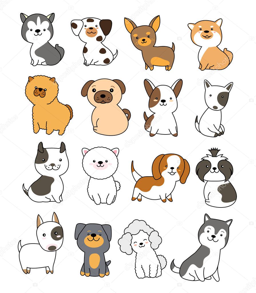 Cute baby animals collection hand drawn stylefor printing,greeting card,badge,happy birthday, t shirt,banner,product.vector illustration