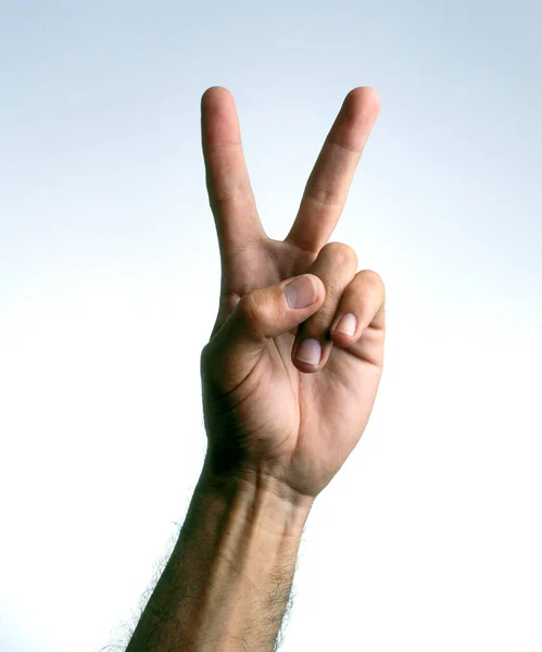 Peace Sign Hand White Background — Stock Photo, Image