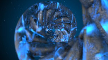 Dna. Soyut 3d poligonal tel kafes Dna molekülü sarmal spiral. Tıp bilimi arka plan.