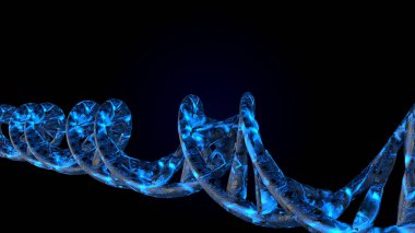 DNA kodu. Soyut 3d poligonal tel kafes Dna molekülü sarmal spiral.