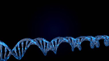 DNA kodu. Soyut 3d poligonal tel kafes Dna molekülü sarmal spiral.