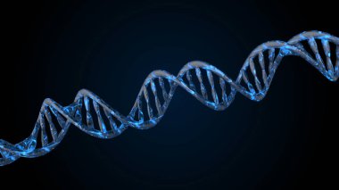 DNA kodu. Soyut 3d poligonal tel kafes Dna molekülü sarmal spiral.