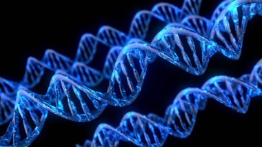 DNA kodu. Soyut 3d poligonal tel kafes Dna molekülü sarmal spiral.