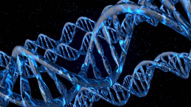 DNA kodu. Soyut 3d poligonal tel kafes Dna molekülü sarmal spiral.