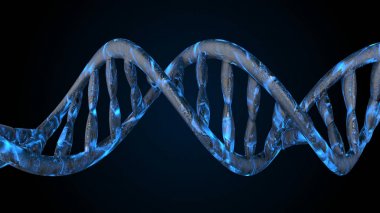 DNA kodu. Soyut 3d poligonal tel kafes Dna molekülü sarmal spiral.