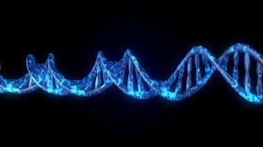 DNA kodu. Soyut 3d poligonal tel kafes Dna molekülü sarmal spiral.
