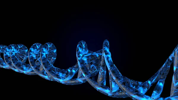 DNA kodu. Soyut 3d poligonal tel kafes Dna molekülü sarmal spiral.