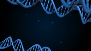 DNA kodu içeri uçuyor. Soyut 3d poligonal tel kafes Dna molekülü sarmal spiral.