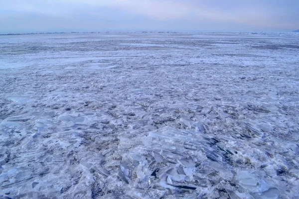 Iridescent Crystals White Blue Ice Floes Cracks Glow Light Sun — Stock Photo, Image