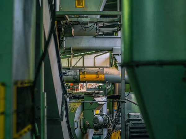 Vervaardiging Van Houtpellets Close Foto Van Apparatuur Houtindustrie Machines Werktuigen — Stockfoto