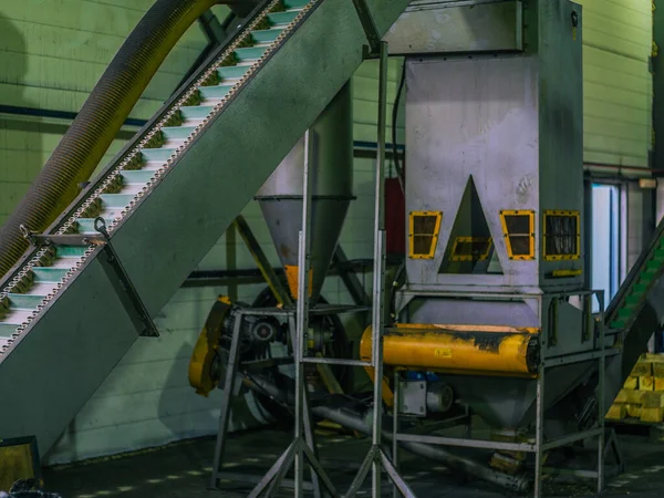 Vervaardiging Van Houtpellets Close Foto Van Apparatuur Houtindustrie Machines Werktuigen — Stockfoto