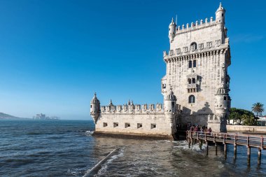 Lizbon, Portekiz 'deki Tagus Nehri üzerindeki Belem Kulesi