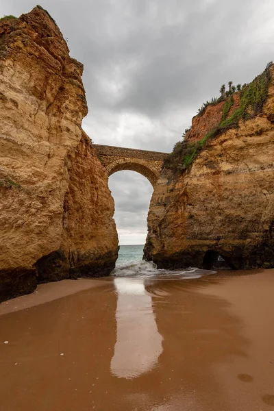 Ponte Arqueada Praia Estudantil Lagos Portugal Oceano Atlântico — Fotografia de Stock