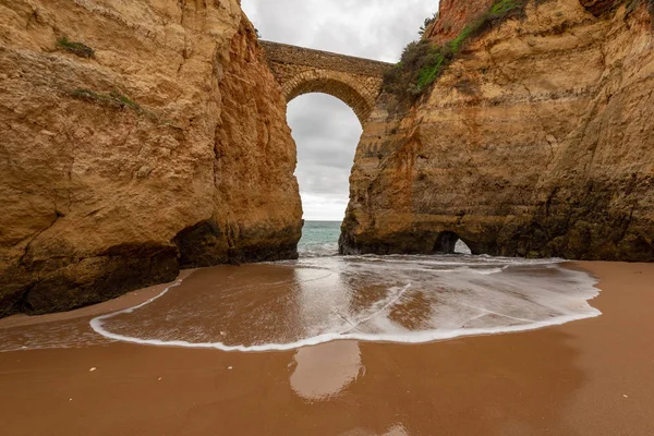 Ponte Arqueada Praia Estudantil Lagos Portugal Oceano Atlântico — Fotografia de Stock