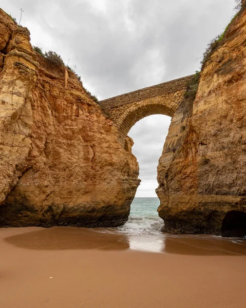 Ponte Arqueada Praia Estudantil Lagos Portugal Oceano Atlântico — Fotografia de Stock