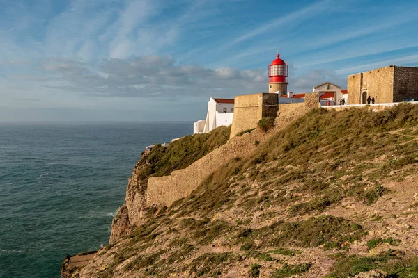 Farol Cabo São Vicente Sobre Oceano Atlântico Sul Portugal — Fotografia de Stock