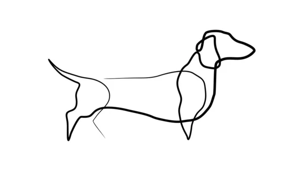 Dessin Silhouette Pour Chien Teckel Dessin Ligne Illustration Vectorielle — Image vectorielle