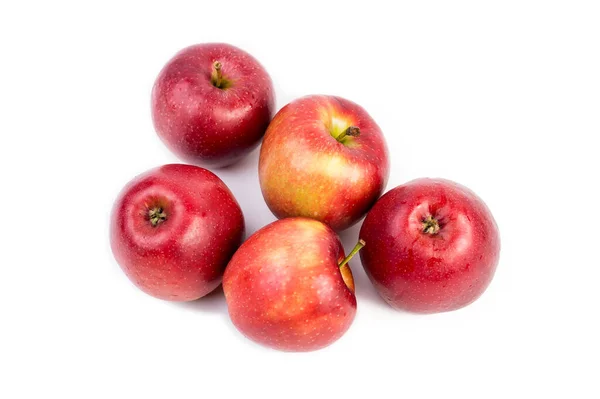 Pommes Rouges Cinq Pommes Fraîches Sur Fond Blanc Composition Pomme Images De Stock Libres De Droits