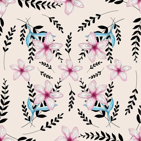 Pembe arka planda pembe çiçek deseni