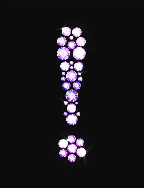 Ünlem işareti simgesi ile kıymetli taşlar veya rhinestones siyah arka plan üzerine yapılan