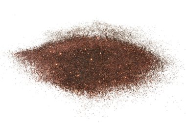 Kahverengi glitter beyaz arka plan üzerinde parıldıyor. Güzel zemin için VIP tasarım, moda, makyaj, tırnak sanat, alışveriş, kartları tasarımı, güzellik kavramı