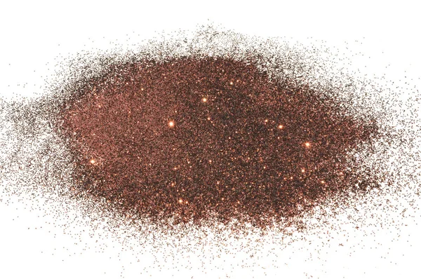 Brown glitter sparkles on white background. Beautiful abstract backdrop for vip design, fashion, make up, nail art, shopping, cards design, beauty concept