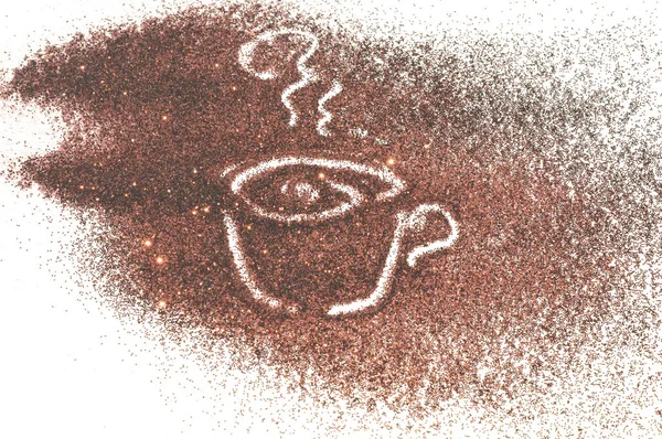 Kopje Koffie Van Mooie Bruine Glitter Schittering Wit — Stockfoto