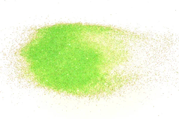 Zelené Neon Třpytky Jiskru Bílém Pozadí Dekorace Móda Svátky — Stock fotografie