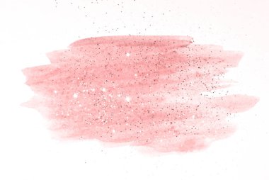 Soyut pembe suluboya sıçrama ve vintage nostaljik renklerde altın glitter.