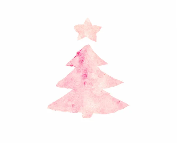 Boże Narodzenie Akwarela Różowy Treein Vintage Nostalgiczny Kolory Białym Tle — Zdjęcie stockowe