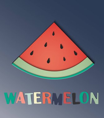 Kağıt dilim karpuz, 3d kutsal kişilerin resmi, vektör çizim