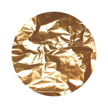 Yuvarlak arka plan üzerinde beyaz izole gül altın buruşuk folyo doku ile